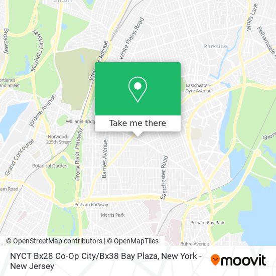 NYCT Bx28 Co-Op City / Bx38 Bay Plaza map