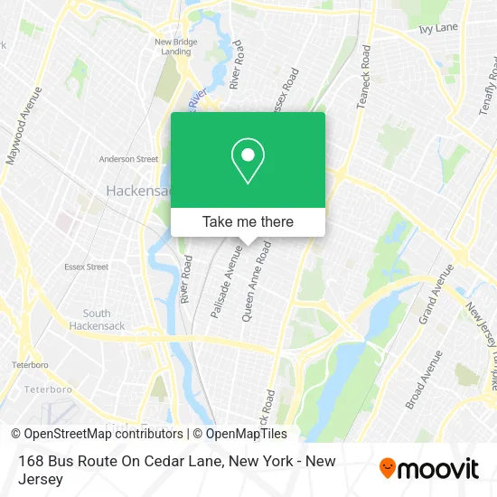 168 Bus Route On Cedar Lane map