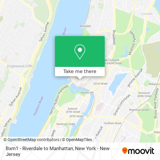 Mapa de Bxm1 - Riverdale to Manhattan