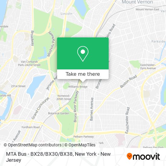 Mapa de MTA Bus - BX28/BX30/BX38
