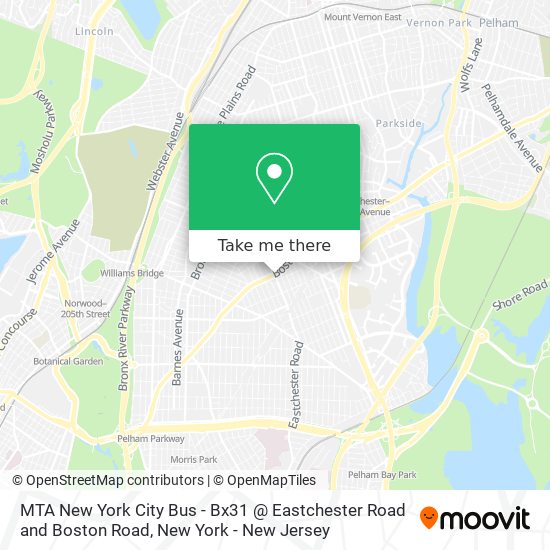 Mapa de MTA New York City Bus - Bx31 @ Eastchester Road and Boston Road