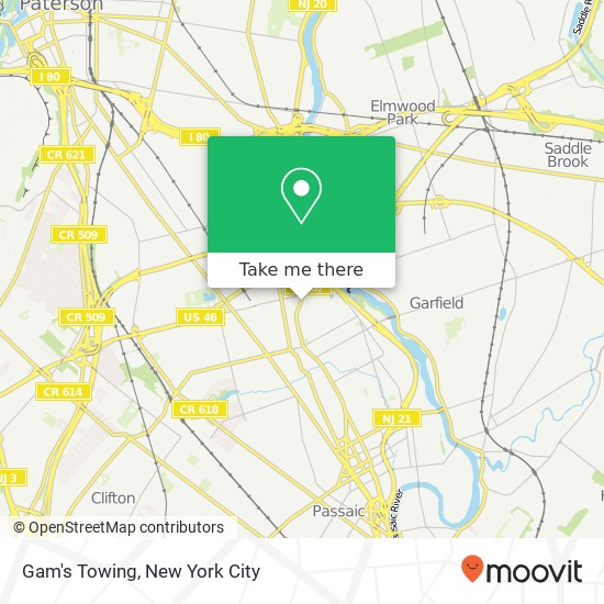 Gam's Towing map