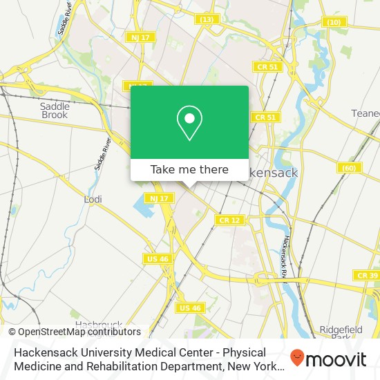 Mapa de Hackensack University Medical Center - Physical Medicine and Rehabilitation Department