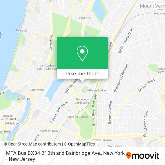 Mapa de MTA Bus BX34 210th and Bainbridge Ave.