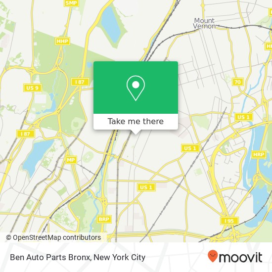 Ben Auto Parts Bronx map