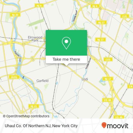 Mapa de Uhaul Co. Of Northern NJ