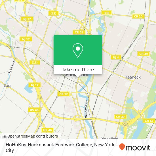HoHoKus-Hackensack Eastwick College map