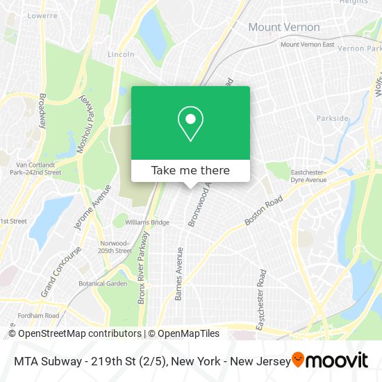 Mapa de MTA Subway - 219th St (2/5)
