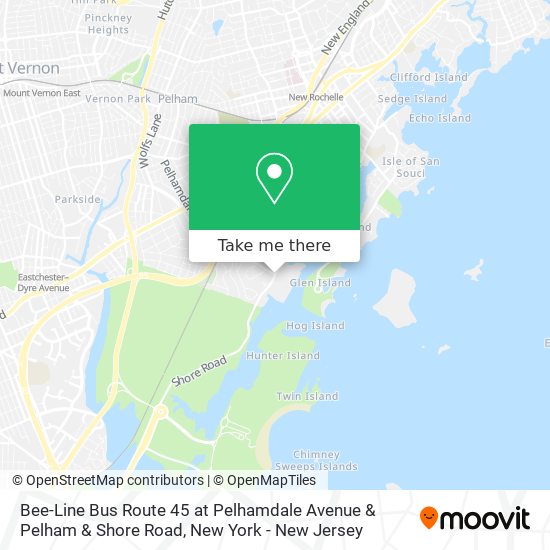 Bee-Line Bus Route 45 at Pelhamdale Avenue & Pelham & Shore Road map