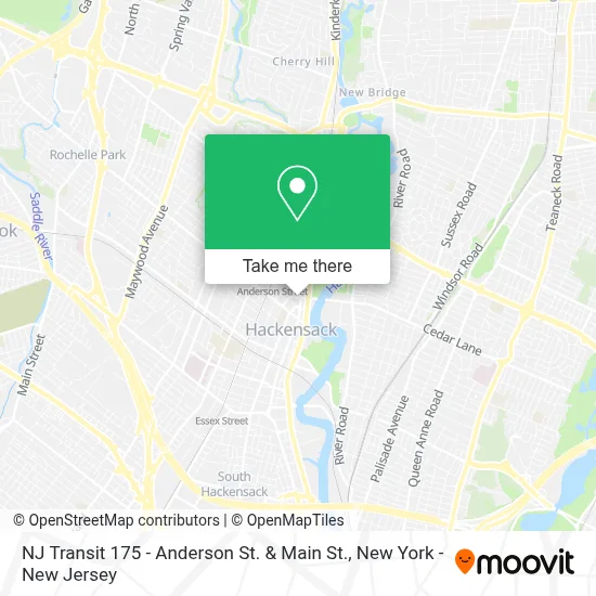 NJ Transit 175 - Anderson St. & Main St. map