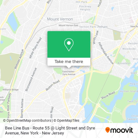 Bee Line Bus - Route 55 @ Light Street and Dyre Avenue map