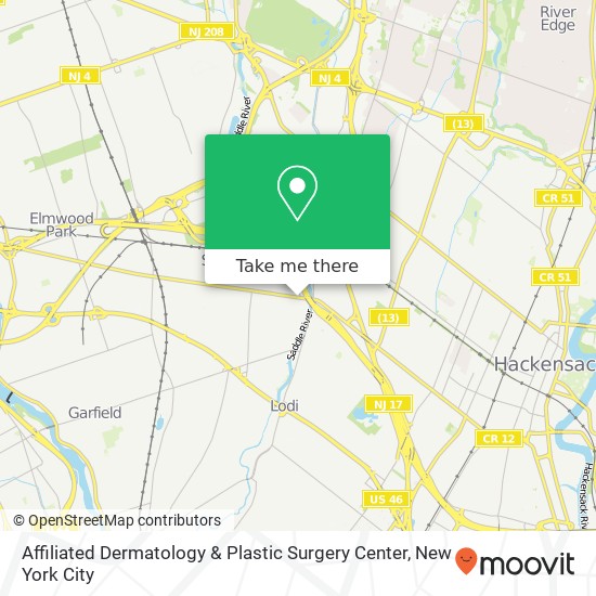 Mapa de Affiliated Dermatology & Plastic Surgery Center