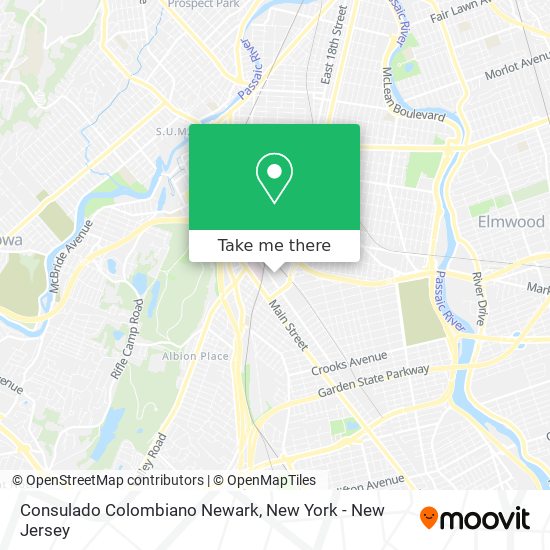 Mapa de Consulado Colombiano Newark