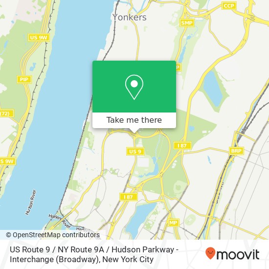 Mapa de US Route 9 / NY Route 9A / Hudson Parkway - Interchange (Broadway)