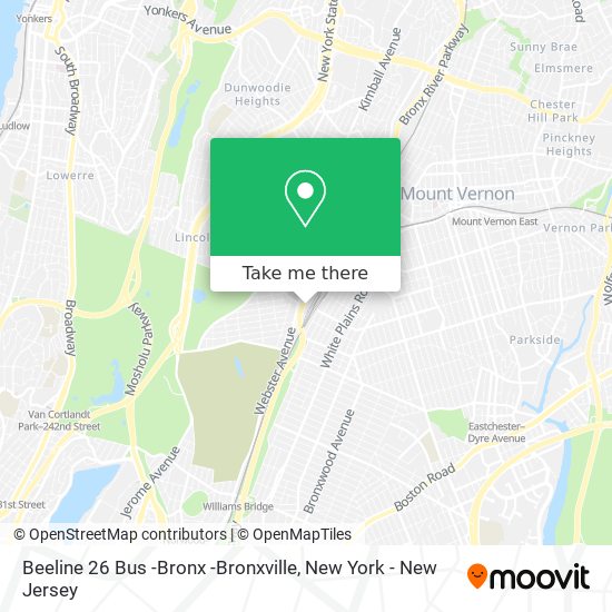 Mapa de Beeline 26 Bus -Bronx -Bronxville
