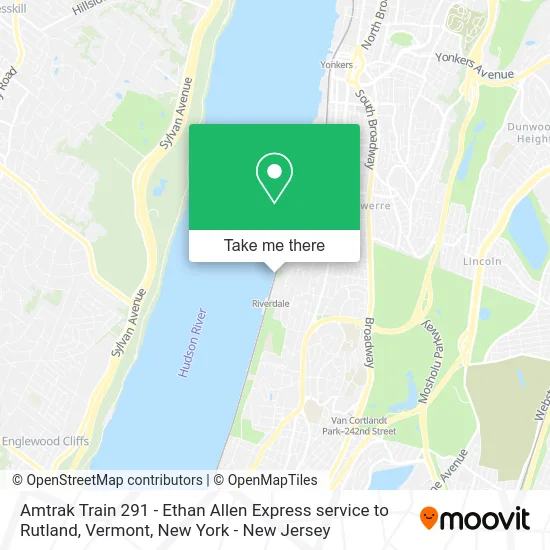 Amtrak Train 291 - Ethan Allen Express service to Rutland, Vermont map