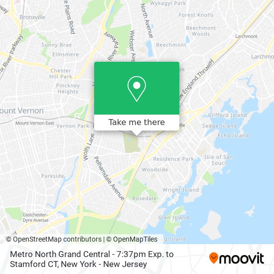 Mapa de Metro North Grand Central - 7:37pm Exp. to Stamford CT