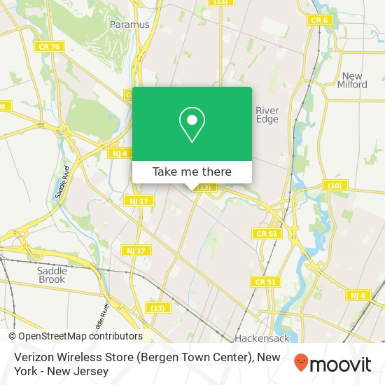 Mapa de Verizon Wireless Store (Bergen Town Center)