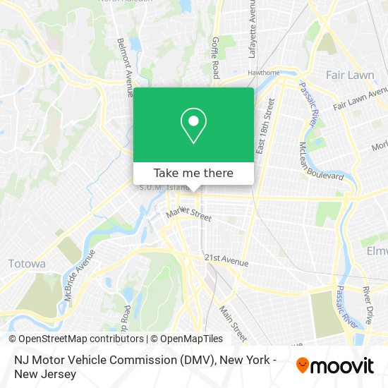 NJ Motor Vehicle Commission (DMV) map