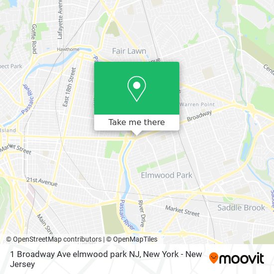 Mapa de 1 Broadway Ave elmwood park NJ