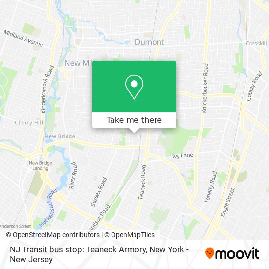 Mapa de NJ Transit bus stop: Teaneck Armory