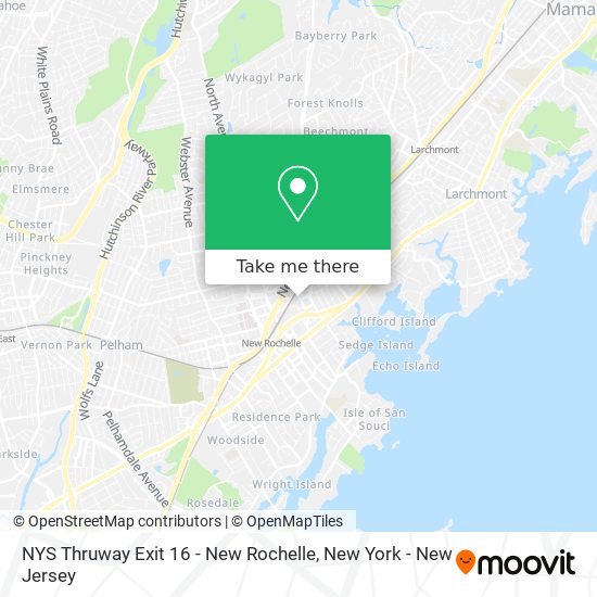 Mapa de NYS Thruway Exit 16 - New Rochelle