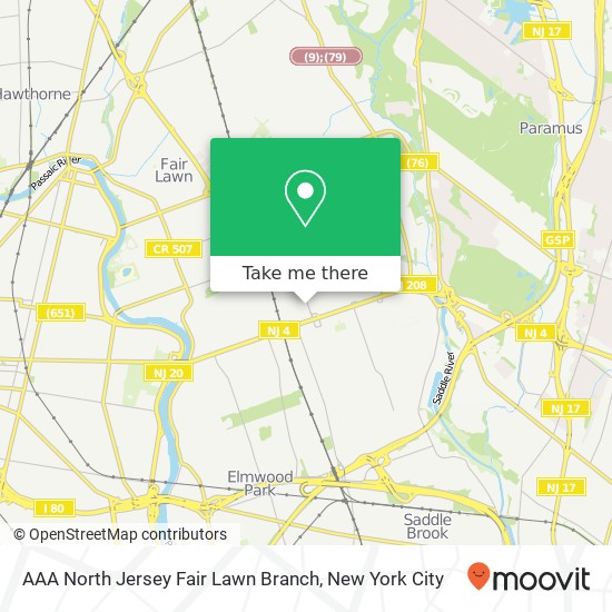 AAA North Jersey Fair Lawn Branch map