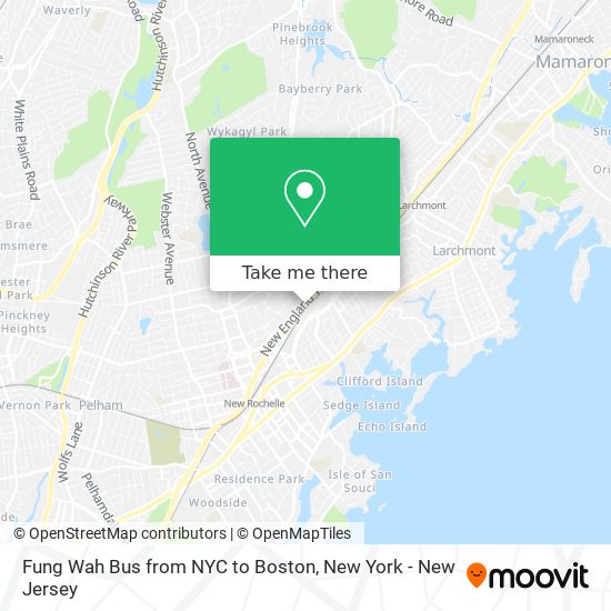 Mapa de Fung Wah Bus from NYC to Boston