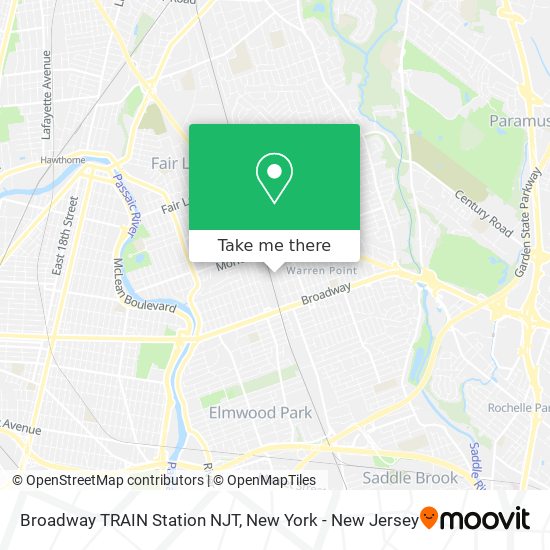 Broadway TRAIN Station NJT map