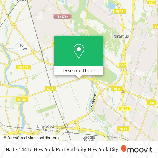 Mapa de NJT -  144 to New York Port Authority