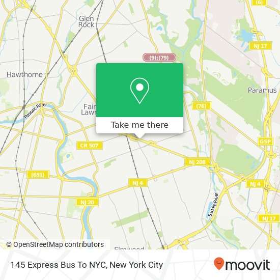 Mapa de 145 Express Bus To NYC
