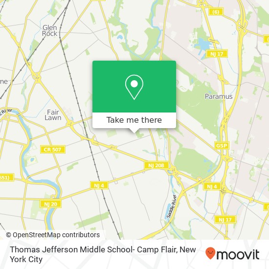 Mapa de Thomas Jefferson Middle School- Camp Flair