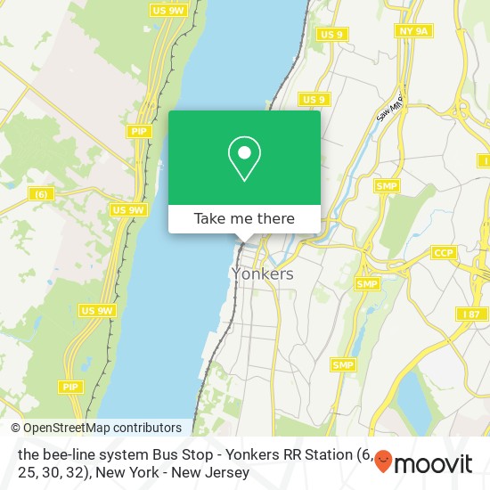 the bee-line system Bus Stop - Yonkers RR Station (6, 25, 30, 32) map
