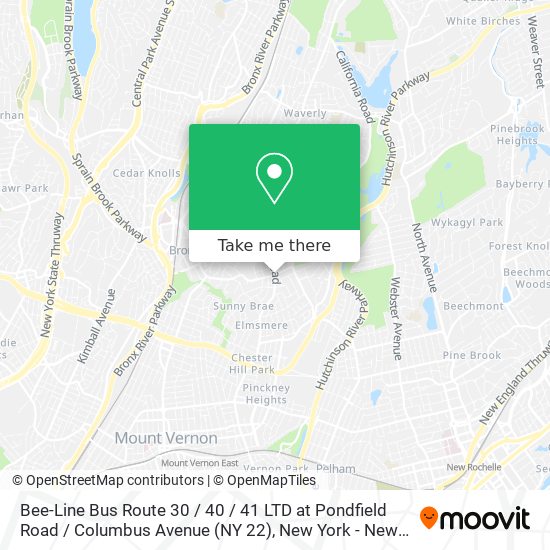 Bee-Line Bus Route 30 / 40 / 41 LTD at Pondfield Road / Columbus Avenue (NY 22) map