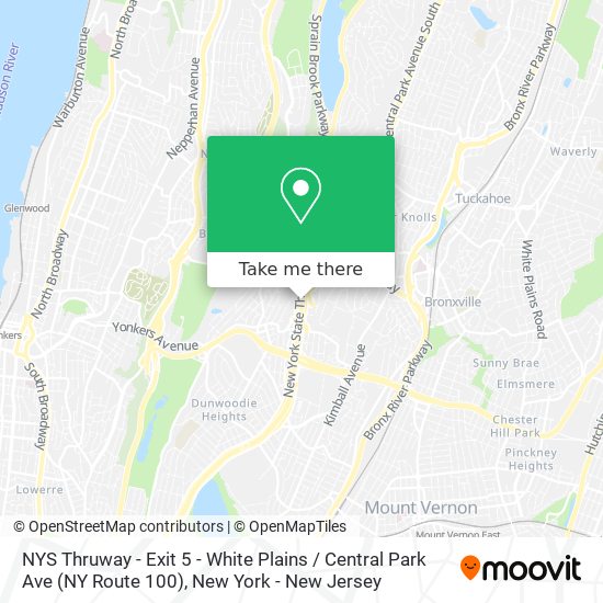 NYS Thruway - Exit 5 - White Plains / Central Park Ave (NY Route 100) map