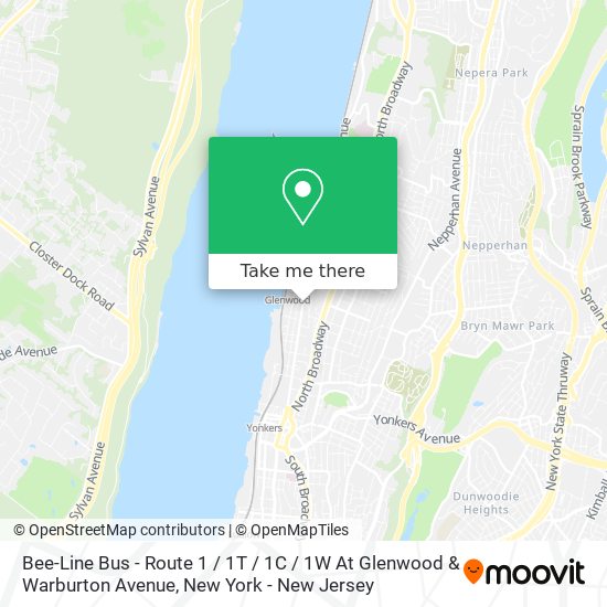 Mapa de Bee-Line Bus - Route 1 / 1T / 1C / 1W At Glenwood & Warburton Avenue