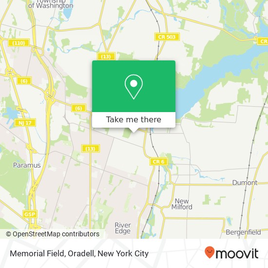 Memorial Field, Oradell map