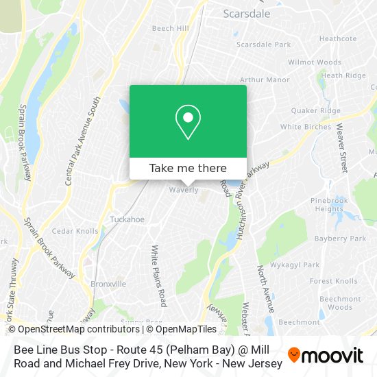 Bee Line Bus Stop - Route 45 (Pelham Bay) @ Mill Road and Michael Frey Drive map