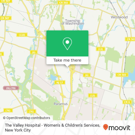 The Valley Hospital - Women's & Children's Services map
