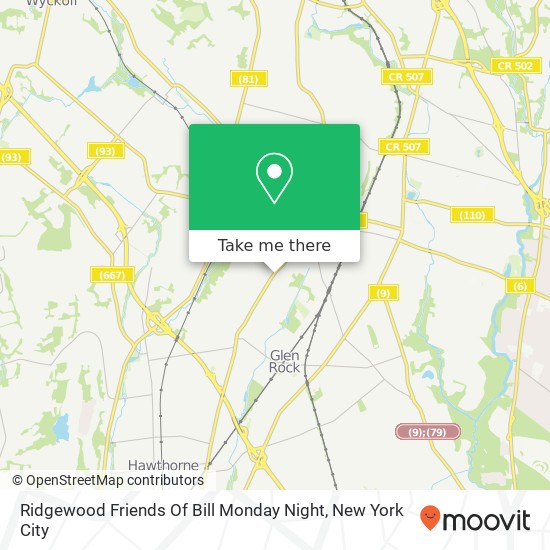 Mapa de Ridgewood Friends Of Bill Monday Night