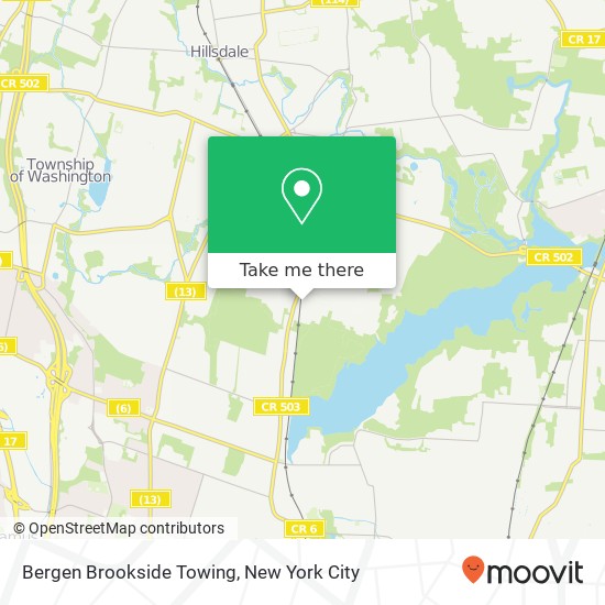 Bergen Brookside Towing map