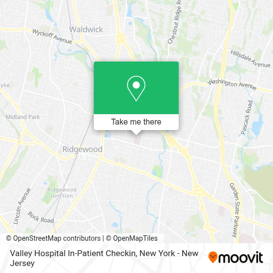 Valley Hospital In-Patient Checkin map