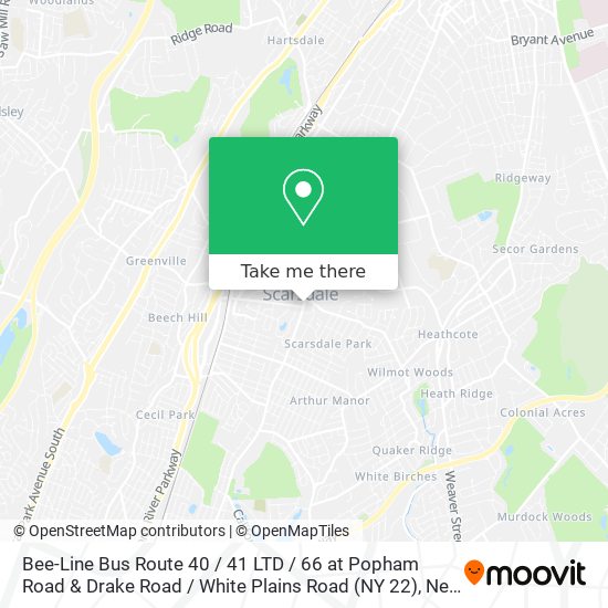 Mapa de Bee-Line Bus Route 40 / 41 LTD / 66 at Popham Road & Drake Road / White Plains Road (NY 22)