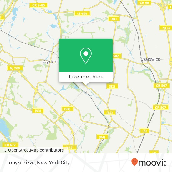 Tony's Pizza map