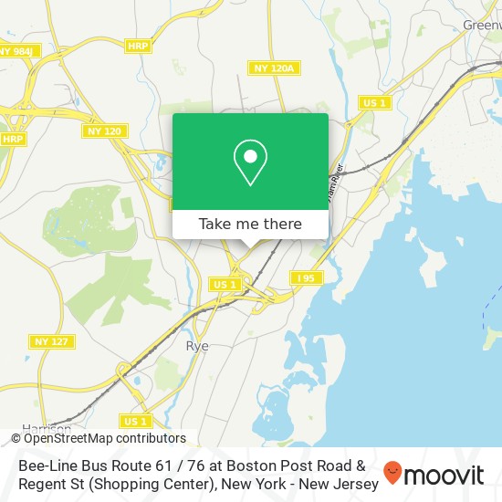 Mapa de Bee-Line Bus Route 61 / 76 at Boston Post Road & Regent St (Shopping Center)