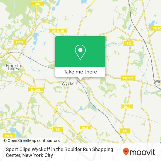 Sport Clips Wyckoff in the Boulder Run Shopping Center map