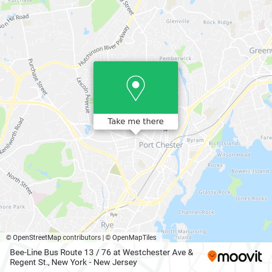 Mapa de Bee-Line Bus Route 13 / 76 at Westchester Ave & Regent St.