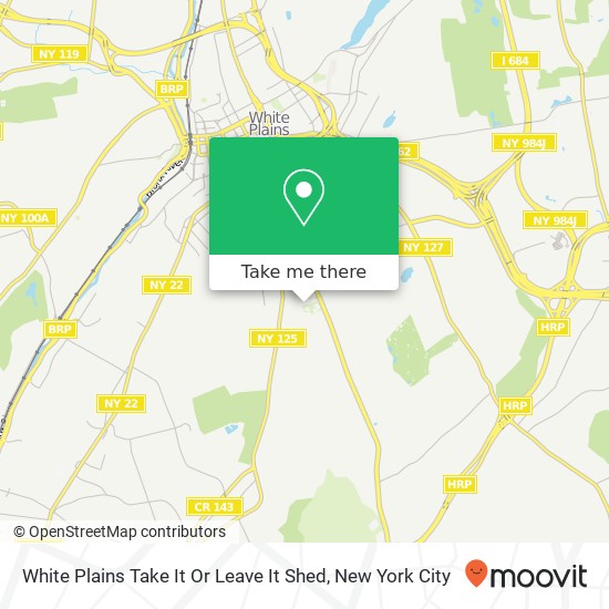 White Plains Take It Or Leave It Shed map