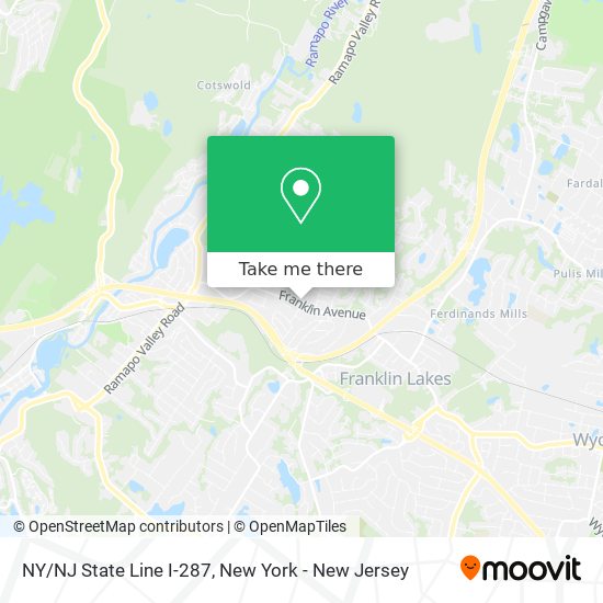 NY/NJ State Line I-287 map