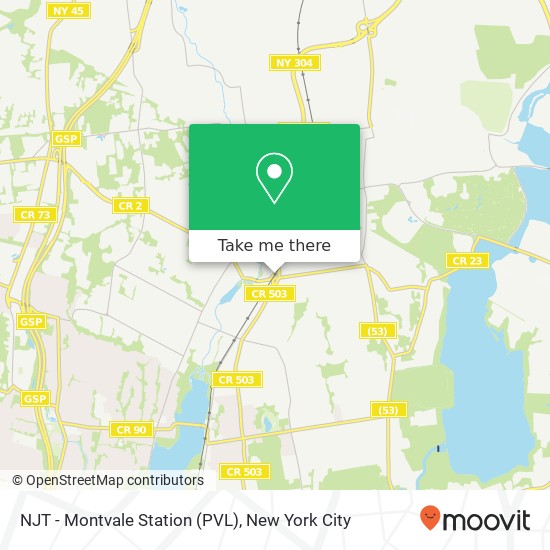Mapa de NJT - Montvale Station (PVL)